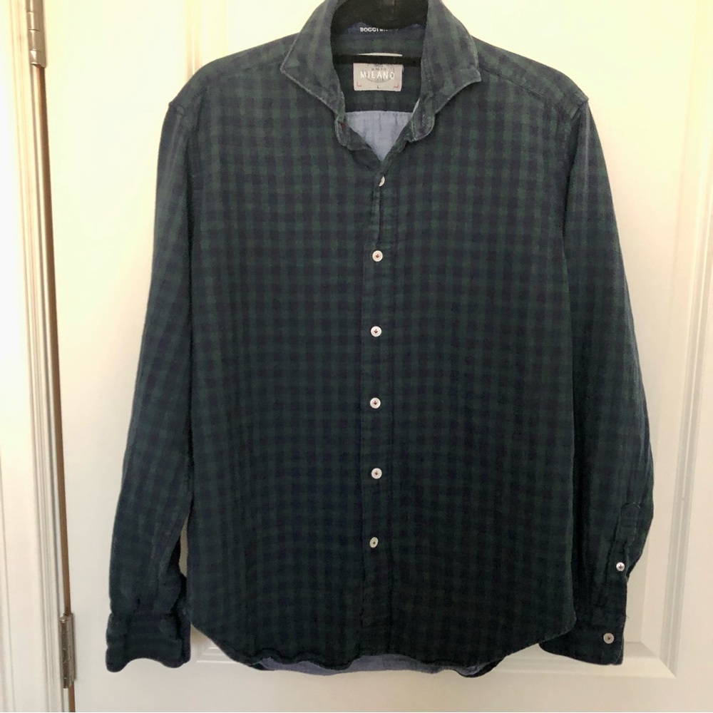Boggi Milano Green Plaid Men’s Casual Shirt